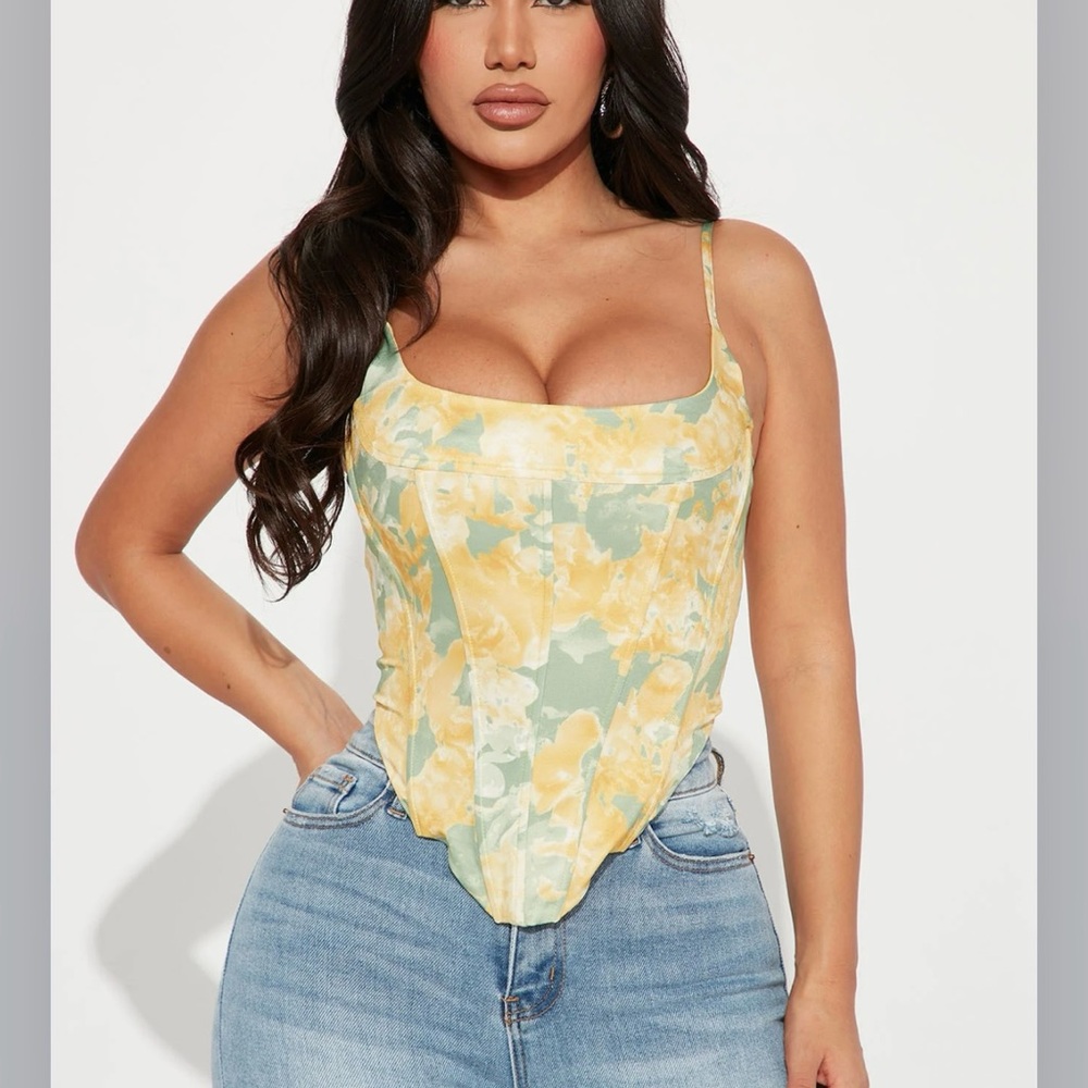 Floral Yellow and Green Women's Top